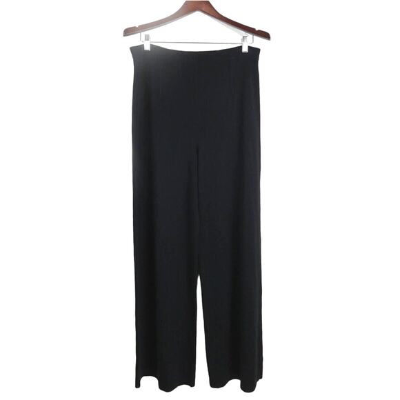 Misook Size M Signature Knit Pants Wide Leg Pull On Black - Picture 1 of 10